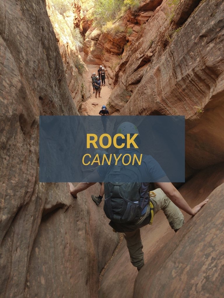 People descending in Rock Canyon on an All Ways Adventure trip in Southern Utah
